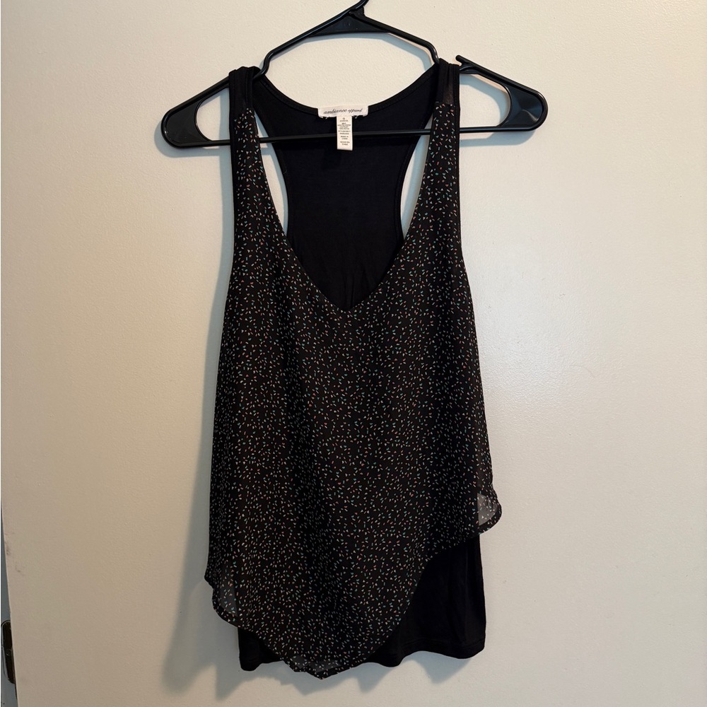 Ambiance Black Asymmetrical Backless Tank Top
